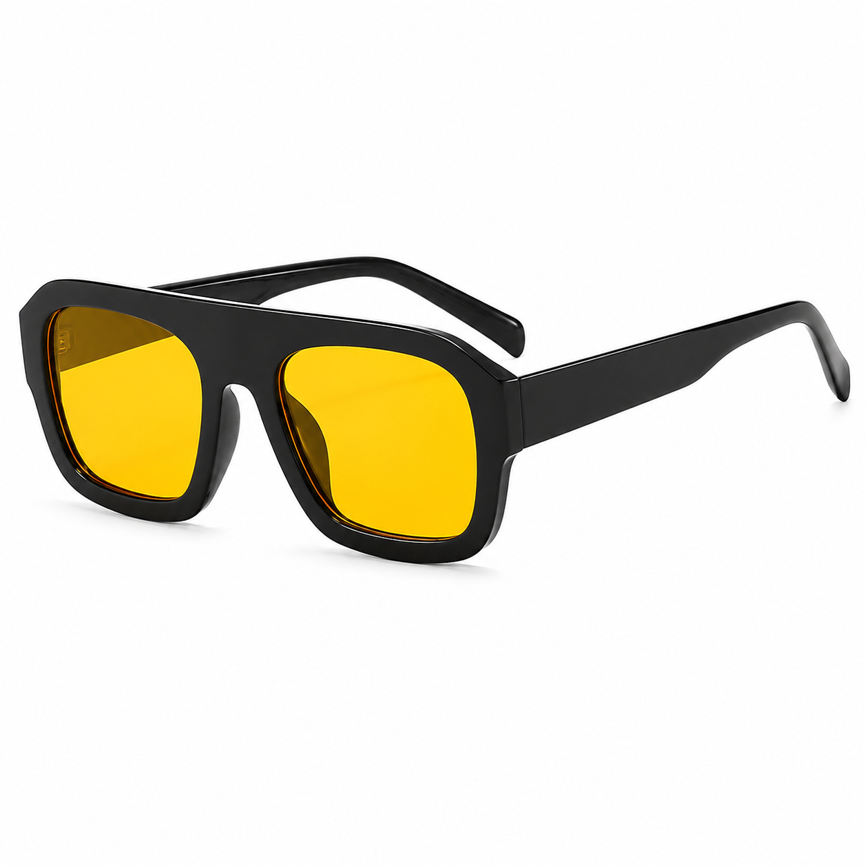 Black Retro Chunky Frame Sunglasses