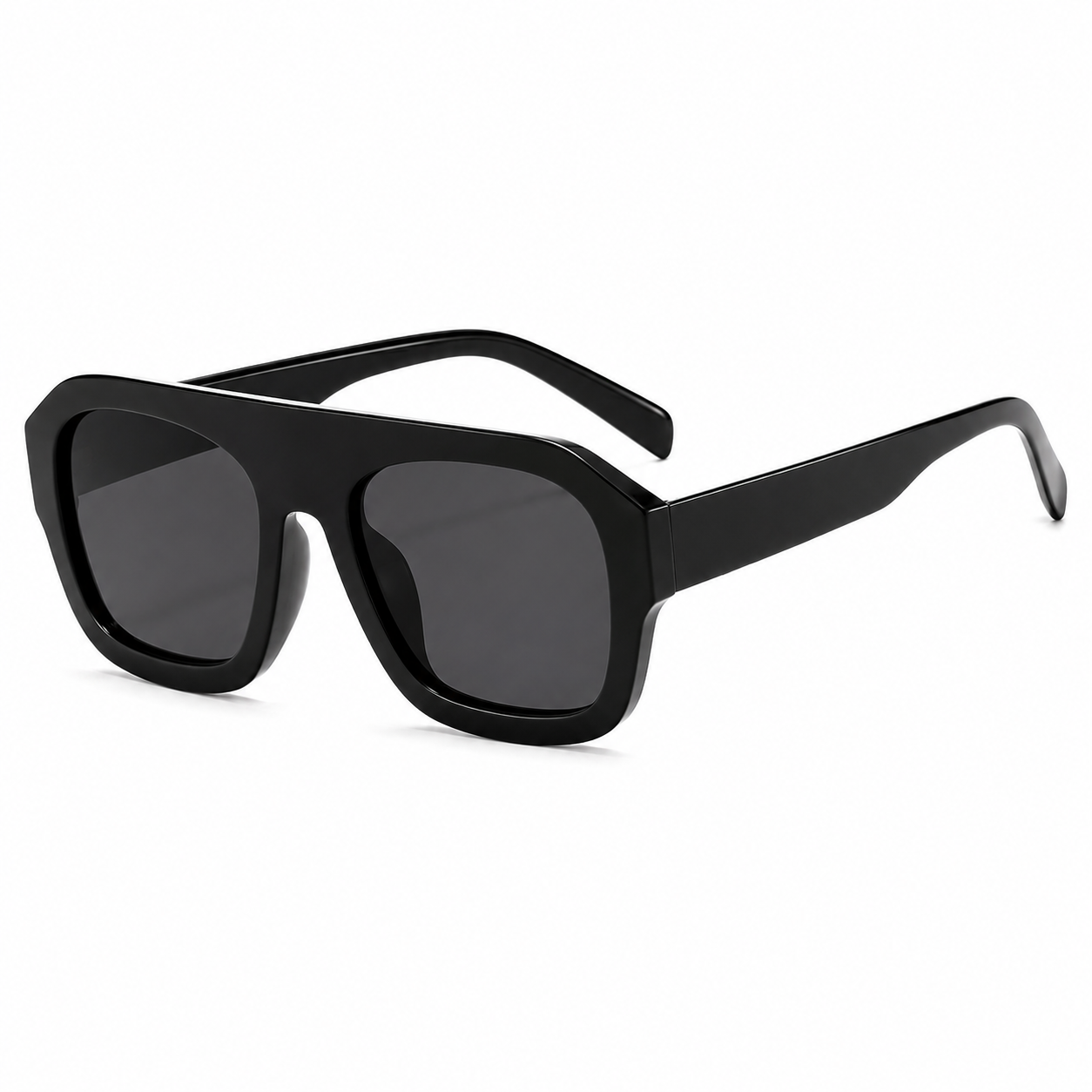 Black Retro Chunky Frame Sunglasses